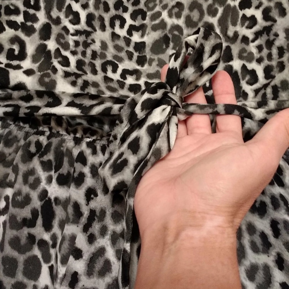 Express Black and White Leopard Print Midi Halter Dress - Picture 9 of 12
